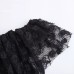 Single neck short sleeved black lace short top for women