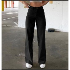 High waisted solid color slim fit jeans for women