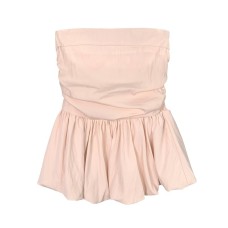 Pleated Waist Slimming Strapless Sleeveless Top Pleated Waist Slimming Strapless Sleeveless Top