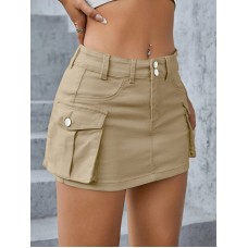 Solid color low waist slim fit hip hugging half skirt for women