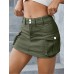 Solid color low waist slim fit hip hugging half skirt for women