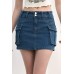 Solid color low waist slim fit hip hugging half skirt for women