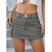 Solid color low waist slim fit hip hugging half skirt for women