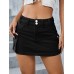 Solid color low waist slim fit hip hugging half skirt for women