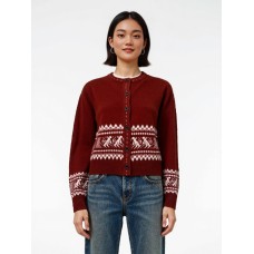 Jacquard Knit Cardigan Women's Design Sense Lazy Style Round Neck Sweater Casual Versatile Top