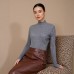 Half-high Neck Base Layer Women's Fine-spun Machine Washable 100% Pure Wool Thin Fitted Knit Inner Wear Wool Sweater