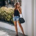 Broken hole tassel denim shorts for women