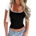 Colorblock Knit Short-Sleeve Top for Women