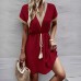Casual Lace Splicing Short Dress for Women 
