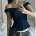 Spliced Buttoned Waist Slimming Spicy Girl Temperament Top Women's Clothing