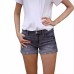 Stretch slim fit ripped tassel denim shorts for women