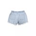 High waisted drawstring fringed denim shorts for women
