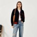 Design Sense Casual V-neck Knitted Cardigan Women's Autumn Versatile Slimming Fashion Retro Color-blocking Long-sleeved Sweater