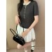 Tencel Linen Round Neck Half-Placket Knitted Short Sleeve Women Korean Design Sense Half-Sleeve Base Layer