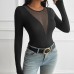 Spliced Sheer Long Sleeve Top for Women