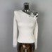 Off-Shoulder Bow Lace Cuff Long Sleeve Knit Top for Women