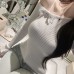 Off-Shoulder Bow Lace Cuff Long Sleeve Knit Top for Women