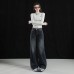 Denim Pants Women High Waist Loose Straight Leg Slim Fit Casual Washed Wide Leg Trousers