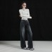 Denim Pants Women High Waist Loose Straight Leg Slim Fit Casual Washed Wide Leg Trousers