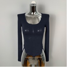 Low Chest Figure-Flattering Long Sleeve T-Shirt Top