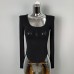 Low Chest Figure-Flattering Long Sleeve T-Shirt Top