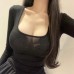 Low Chest Figure-Flattering Long Sleeve T-Shirt Top