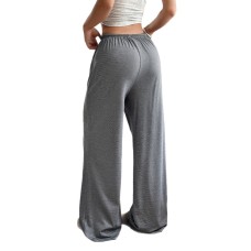 Elastic Waist Straight Leg Long Pants for Women