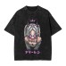 Summer Floral Print T-Shirt Cotton Washed Vintage Short Sleeve Top