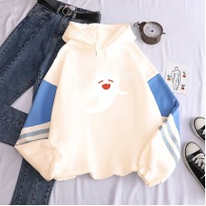 Spring Original God Cartoon Pattern Printed Hooded Sweatshirt Unisex Long Sleeve Casual Jacket Spliced Top