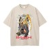 Summer Anime Death Note Pattern Printed T-Shirt Vintage Washed Cotton Short Sleeve Top