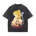 Summer Anime Death Note Pattern Printed T-Shirt Vintage Washed Cotton Short Sleeve Top