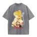 Summer Anime Death Note Pattern Printed T-Shirt Vintage Washed Cotton Short Sleeve Top