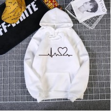Spring Heartbeat Pattern Printed Hooded Sweatshirt Unisex Long Sleeve Casual Jacket Fashion Versatile Student Wear Spring Heartbeat Pattern Printed Hooded Sweatshirt Unisex Long Sleeve Casual Jacket Fashion Versatile Student Wear