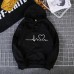 Spring Heartbeat Pattern Printed Hooded Sweatshirt Unisex Long Sleeve Casual Jacket Fashion Versatile Student Wear