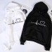 Spring Heartbeat Pattern Printed Hooded Sweatshirt Unisex Long Sleeve Casual Jacket Fashion Versatile Student Wear