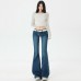 Retro Spicy Girl Flared Jeans Women Low Waist Slim Fit Elasticity Leggings Wide Leg Trumpet Pants 
