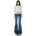 Retro Spicy Girl Flared Jeans Women Low Waist Slim Fit Elasticity Leggings Wide Leg Trumpet Pants 