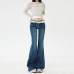 Retro Spicy Girl Flared Jeans Women Low Waist Slim Fit Elasticity Leggings Wide Leg Trumpet Pants 