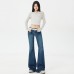 Retro Spicy Girl Flared Jeans Women Low Waist Slim Fit Elasticity Leggings Wide Leg Trumpet Pants 