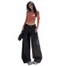 Original Color Denim Pants for Women Loose High Waist Slimming Versatile Wide Leg Floor-Length Pants