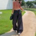 Original Color Denim Pants for Women Loose High Waist Slimming Versatile Wide Leg Floor-Length Pants