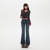 Retro Spicy Girl Flared Jeans Women Low Waist Slim Fit Elastic Trousers