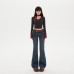 Retro Spicy Girl Flared Jeans Women Low Waist Slim Fit Elastic Trousers
