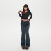 Retro Spicy Girl Flared Jeans Women Low Waist Slim Fit Elastic Trousers