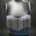Denim Strapless Top with Tassel and Rhinestone Design for Women Denim Strapless Top with Tassel and Rhinestone Design for Women