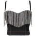 Denim Strapless Top with Tassel and Rhinestone Design for Women Denim Strapless Top with Tassel and Rhinestone Design for Women