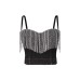 Denim Strapless Top with Tassel and Rhinestone Design for Women Denim Strapless Top with Tassel and Rhinestone Design for Women