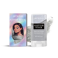 Jaysuing Sequined Glitter Stick (Silver), Party Dance, Performance, Makeup, Face, Body, Collarbone, Highlight And Shine