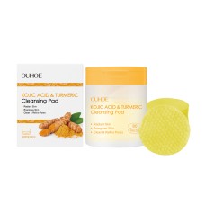 OUHOE Kojic Acid Turmeric Cleansing Pad Gentle Facial Cleanser Without Irritating Fine Pores Skin Care Pad