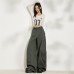 Spicy Girl Military Green Casual Pants for Women Loose Simple High Waist Slim Multi-Pocket Work Trousers